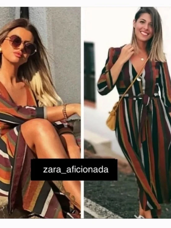 Zara Striped Block Print Midi Dress - Picture 7 of 7